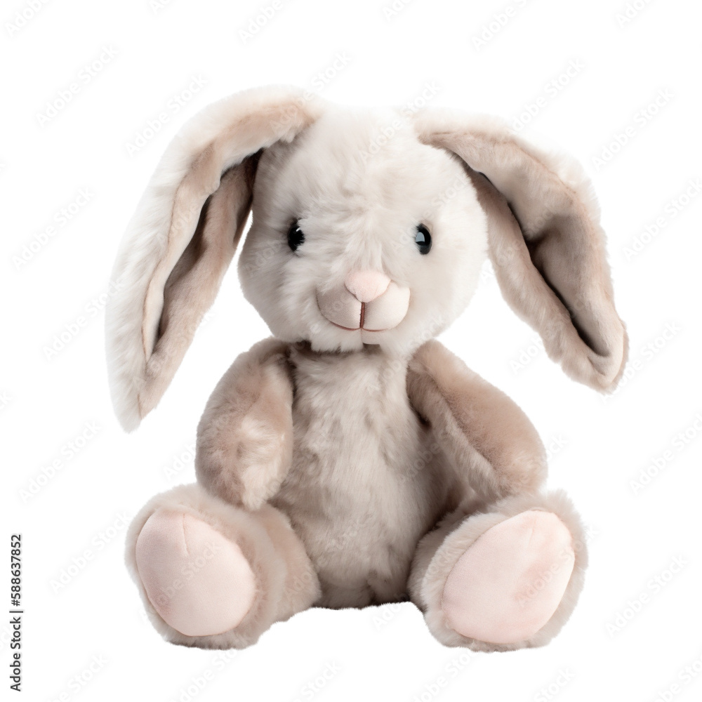 Sitting Brown Bunny Plush Toy Close-Up, Irresistibly Cute. Generative AI Sitting Brown Bunny Plush Toy Close-Up, Irresistibly Cute. Generative AI