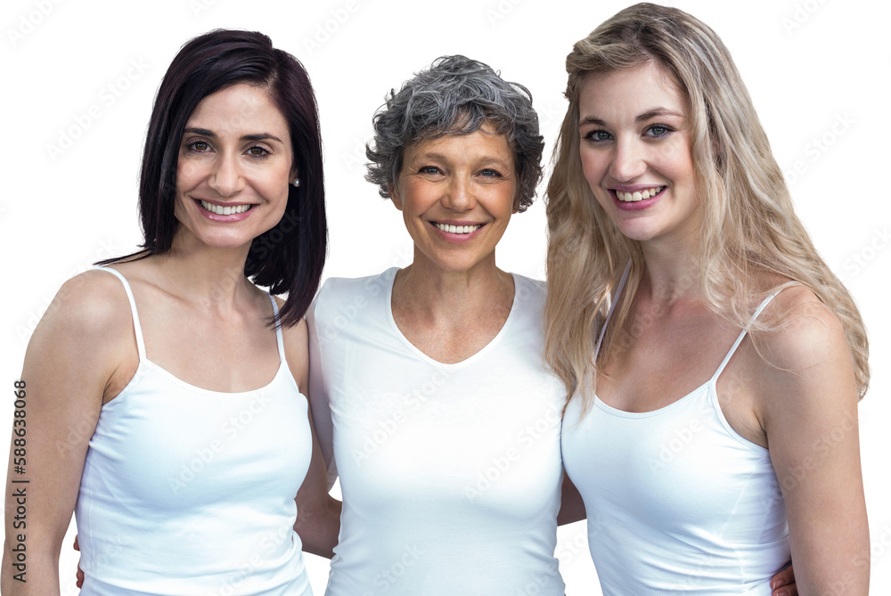 Portrait of women standing together with arm around Portrait of women standing together with arm around