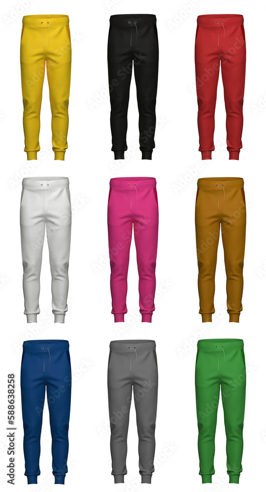 Sweatpants Front, back and side view isolated Sweatpants Front, back and side view isolated