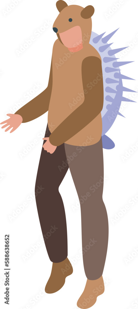 Fototapeta premium Hedgehog costume icon isometric vector. Animal party. Child character