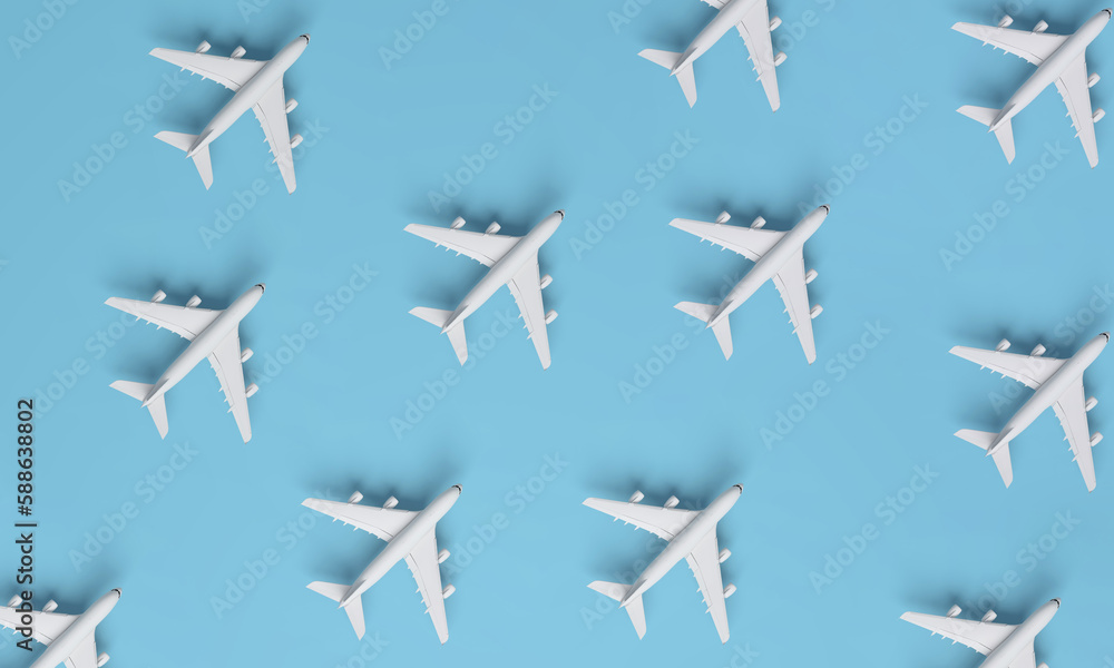 Pattern of airplanes on blue background. Pattern of airplanes on blue background.