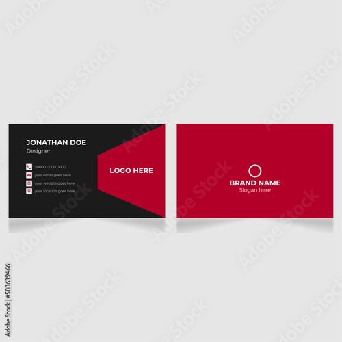 Red and black business card design. photo