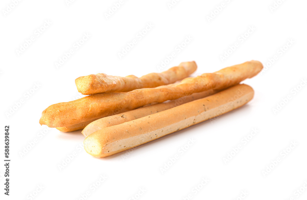 Tasty Italian Grissini isolated on white background Tasty Italian Grissini isolated on white background