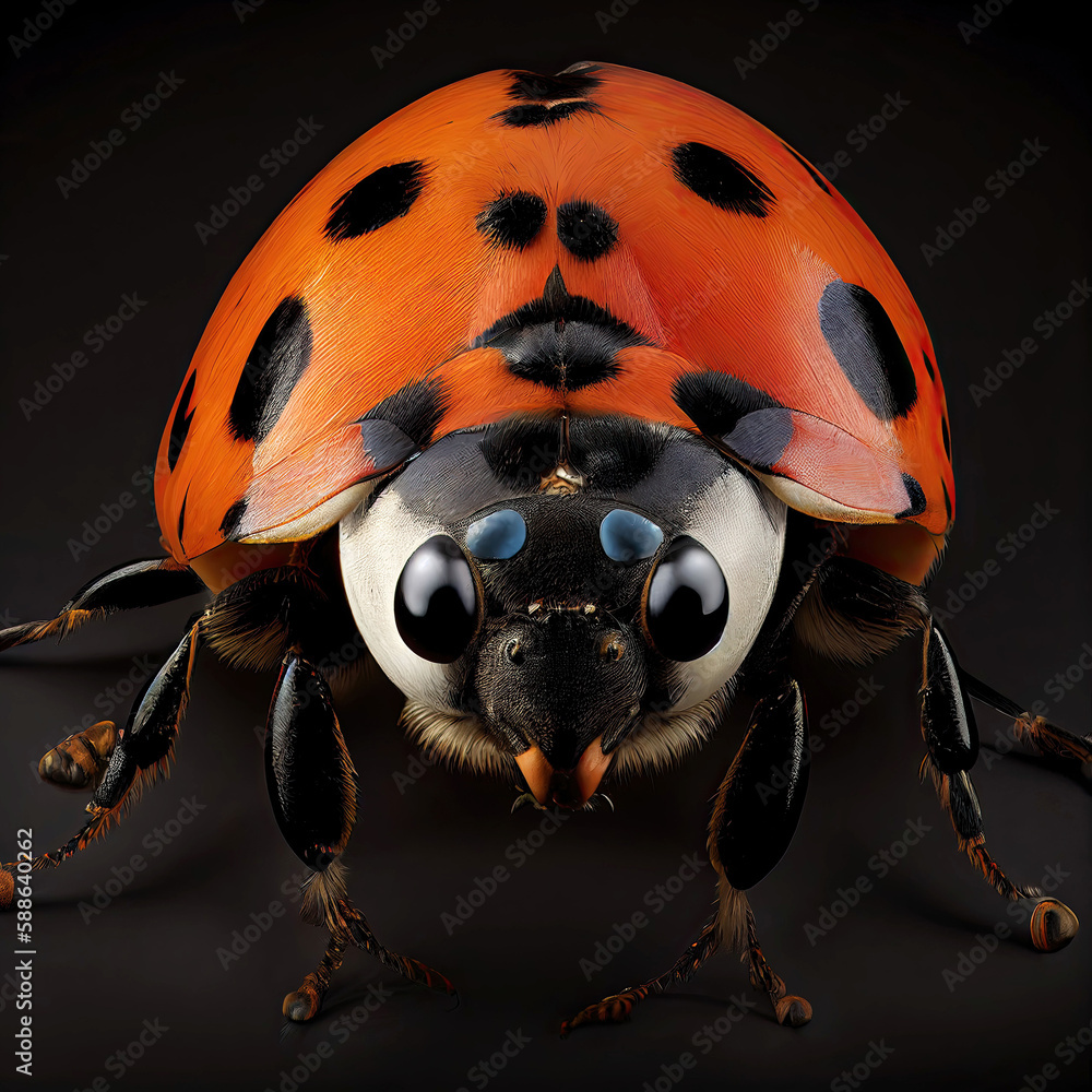 Fototapeta premium Ladybug or ladybird as studio animal portrait (Generative AI)
