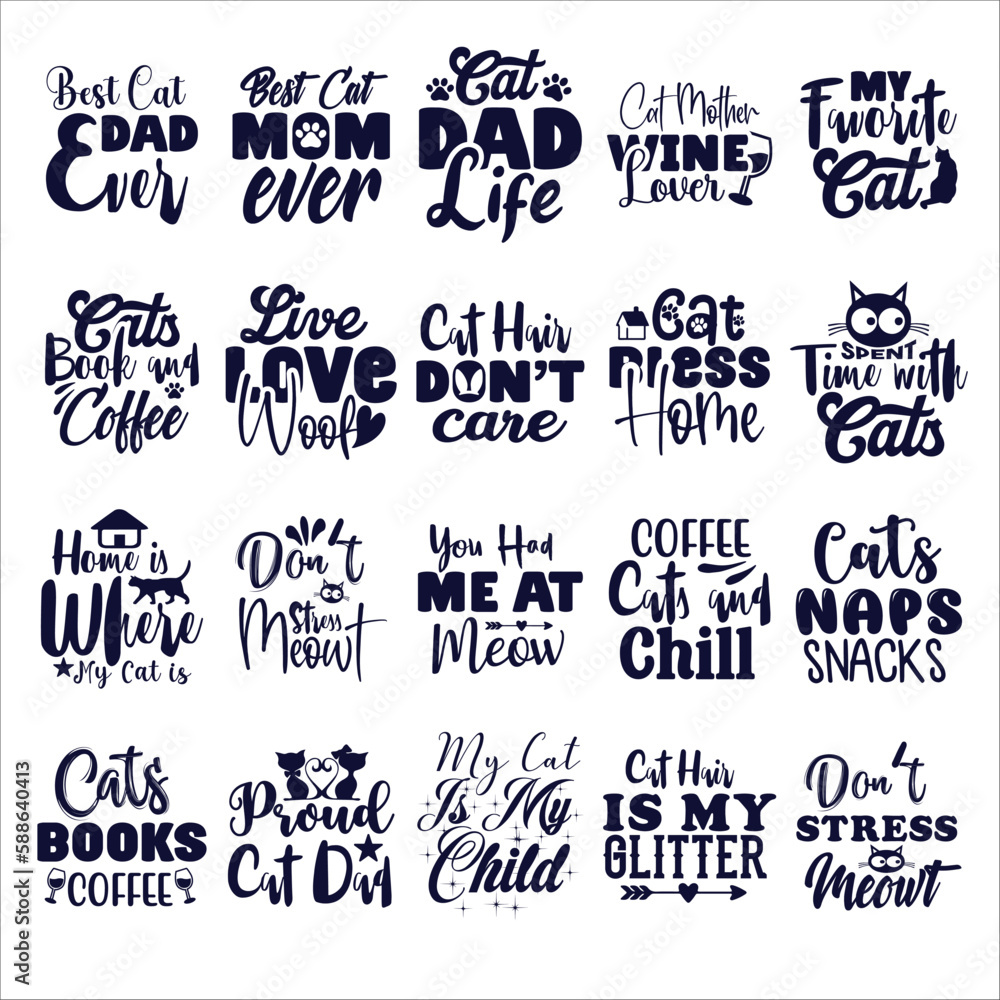 Cat quote svg bundle and design for t-shirt, cards, frame artwork, bags