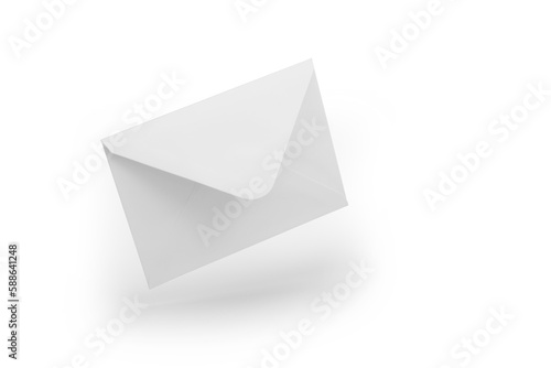 White envelope mockup, blank template, levitation whis shadow