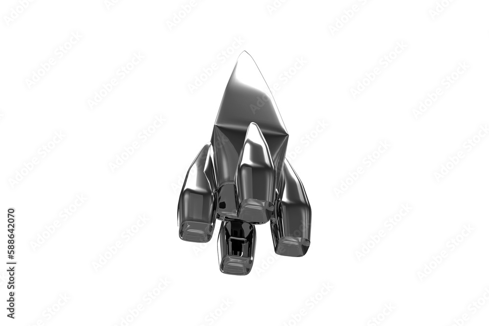 Low angle view of silver colored space ship - obrazy, fototapety, plakaty 