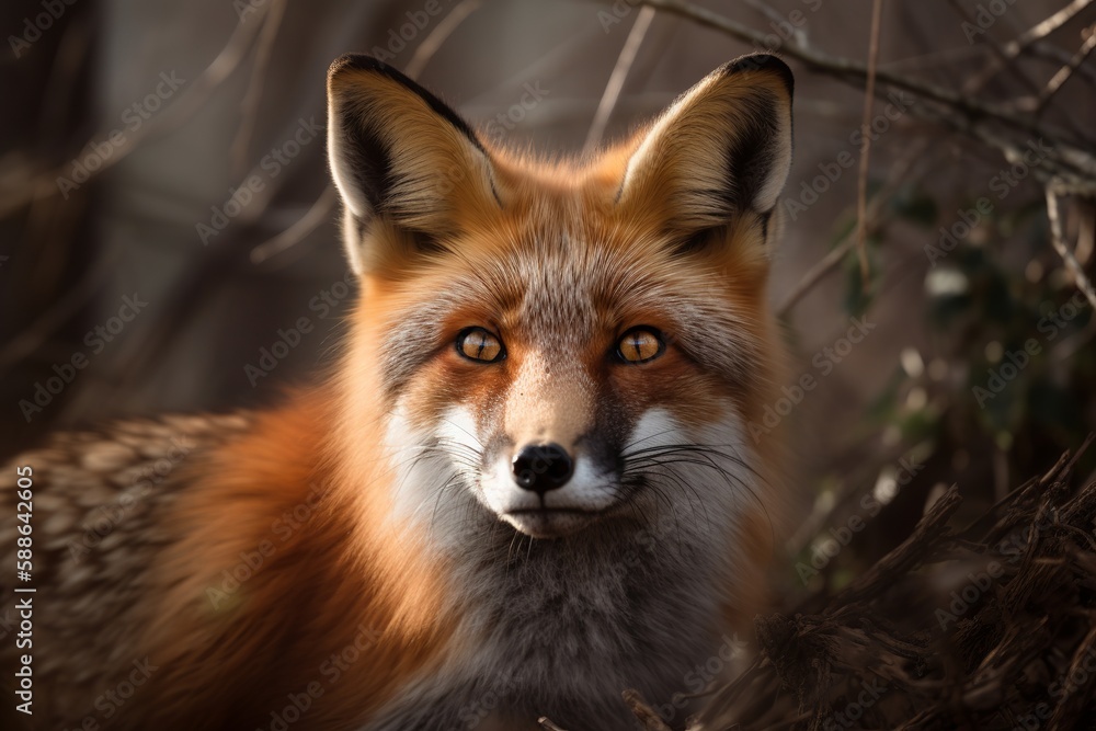 Fototapeta premium red fox in the wild. Generative ai