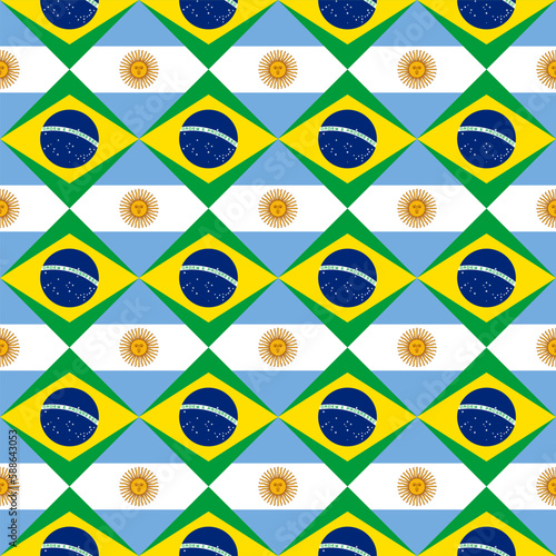 argentina and brazil pattern flag. abstract background. vector illustration