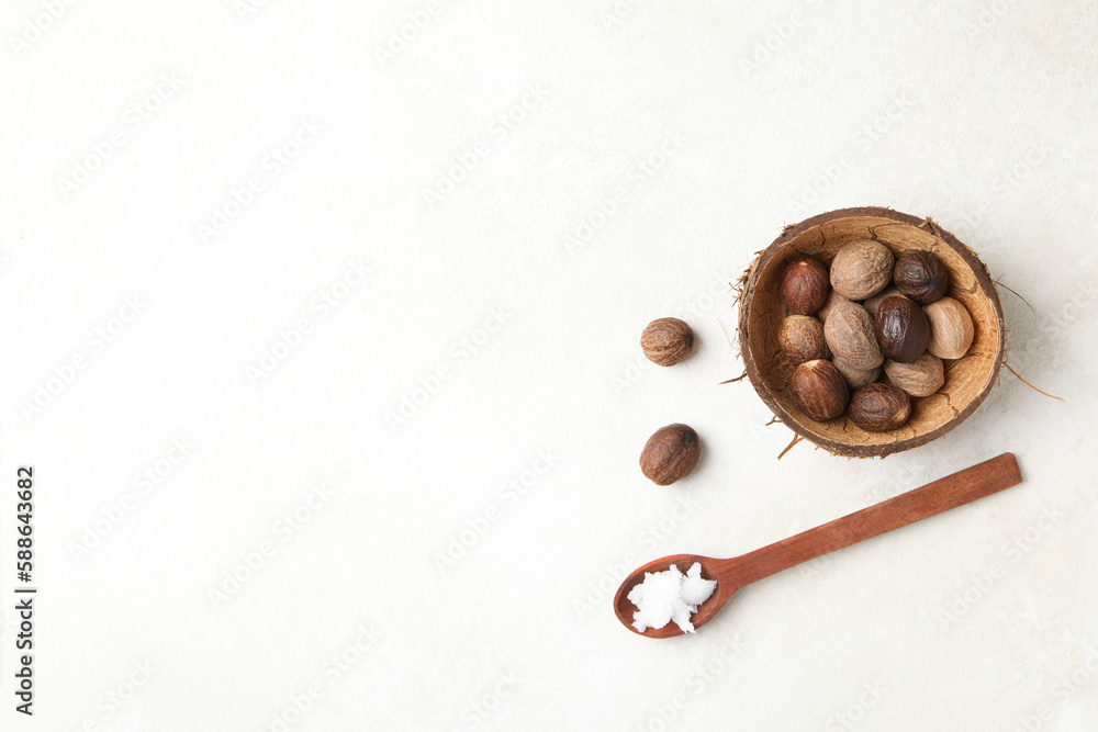 Concept of skin care cosmetics, Shea butter, space for text Concept of skin care cosmetics, Shea butter, space for text