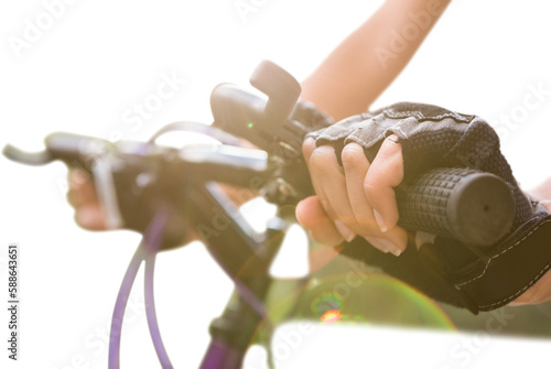 Cropped image of woman riding mountain bike 