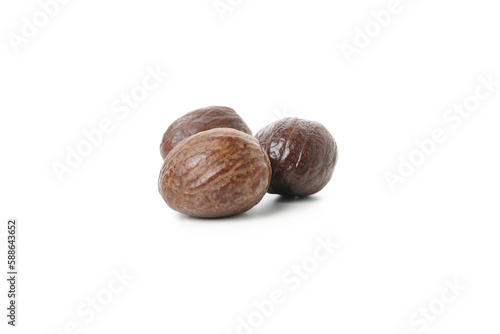Shea nuts for making shea butter isolated on white background