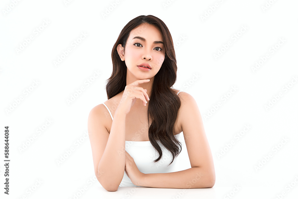 Beautiful young asian woman with clean fresh skin on white background, Face care, Facial treatment, Cosmetology, beauty and spa, Asian women portrait. Beautiful young asian woman with clean fresh skin on white background, Face care, Facial treatment, Cosmetology, beauty and spa, Asian women portrait.