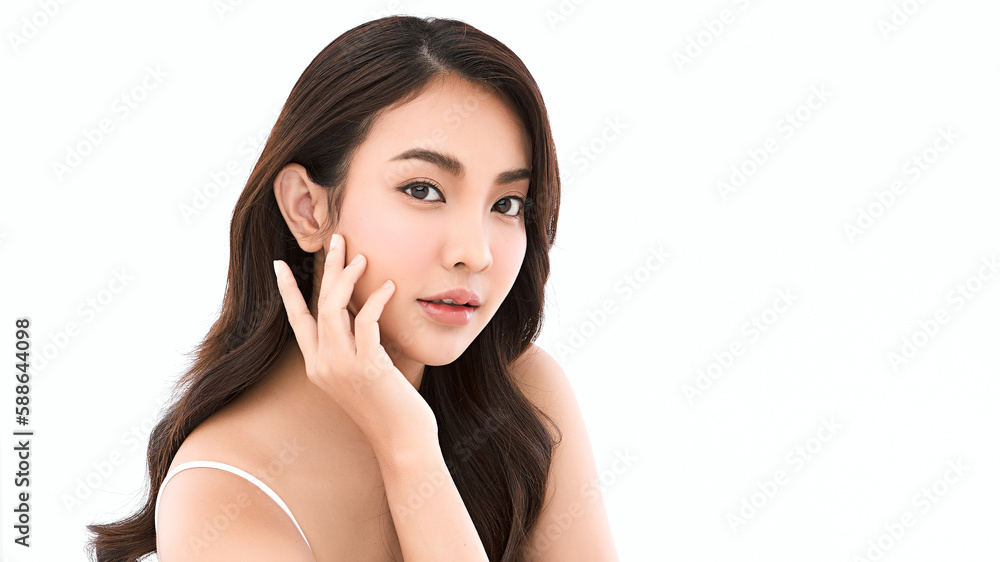 Beautiful young asian woman with clean fresh skin on white background, Face care, Facial treatment, Cosmetology, beauty and spa, Asian women portrait. Beautiful young asian woman with clean fresh skin on white background, Face care, Facial treatment, Cosmetology, beauty and spa, Asian women portrait.