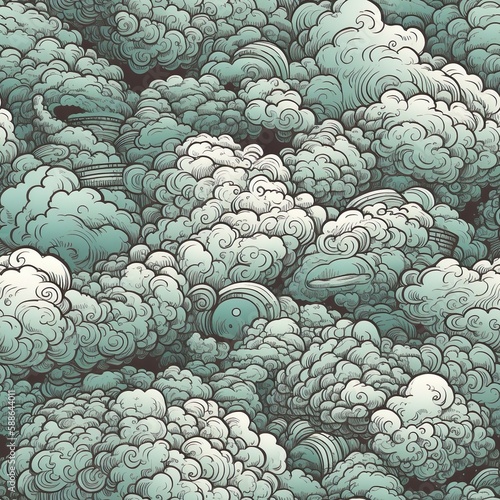 Cloud Digital Paper - SEAMLESS - Cartoon Cloud Pattern - 4096 x 4096 - 300DPI