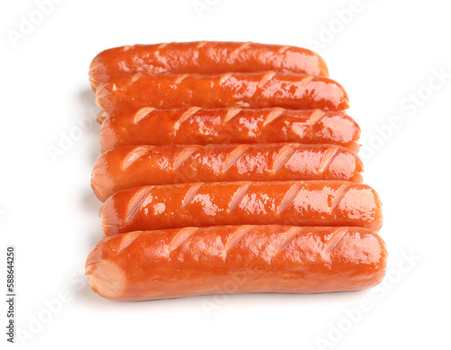 Tasty grilled sausages isol...