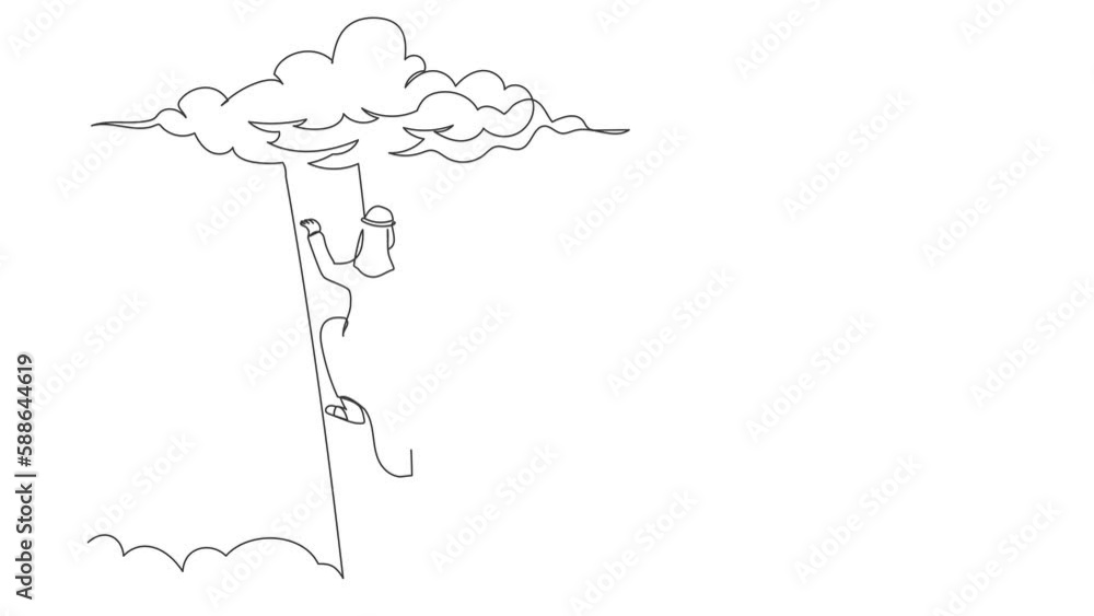 Animated self drawing of continuous line draw Arabian businessman ...