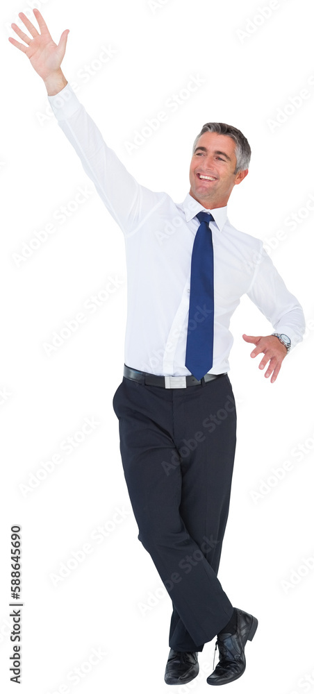 Smiling businessman waving on white background Smiling businessman waving on white background