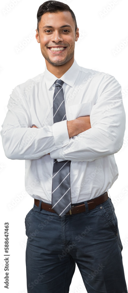 Smiling manager with arms crossed in warehouse Smiling manager with arms crossed in warehouse