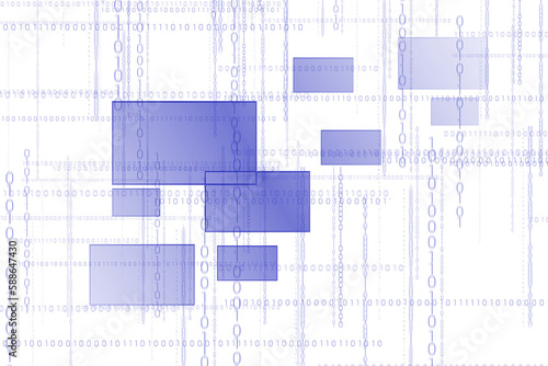 Rectangle shapes with binary code over white background