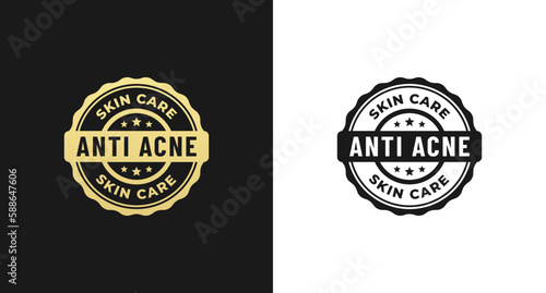 Anti acne label vector or anti acne stamp vector isolated in flat style. Simple anti acne label vector for product packaging design element. Anti acne stamp vector isolated.