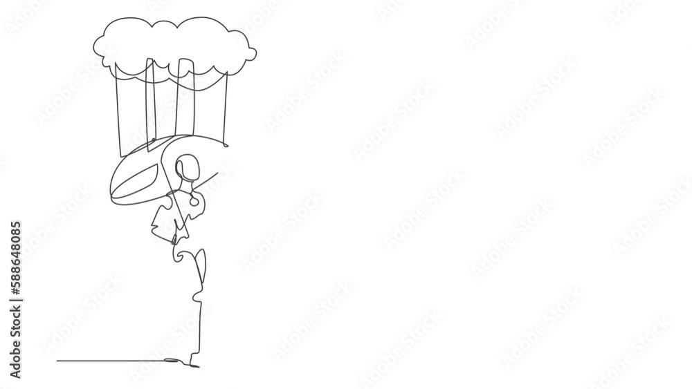 Animated self drawing of continuous line draw robot with umbrella stand ...