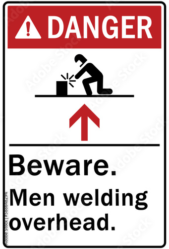 Welding hazard sign and labels