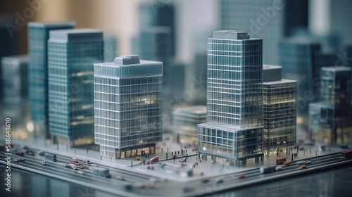 Wallpaper Mural Modern contemporary style model buildings with tilt shift effect, created with generative AI Torontodigital.ca