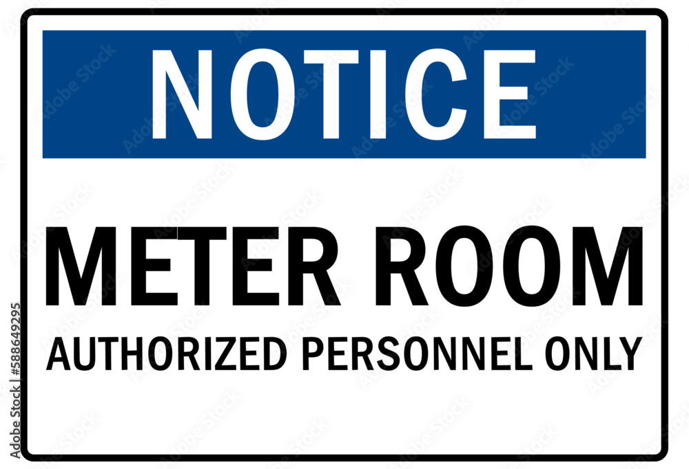 Electric meter room safety sign and labels authorized employee only