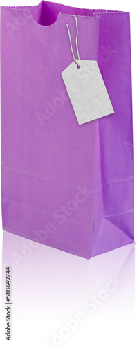 Purple shopping bag with label