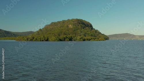 Wallpaper Mural Aerial view of low level flying to an island in the large river. Torontodigital.ca