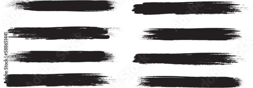 Black brush stroke set isolated on background. Paint brush stroke vector for ink paint, grunge design element, dirt banner, watercolor design, dirty texture. Trendy brush stroke, vector illustration