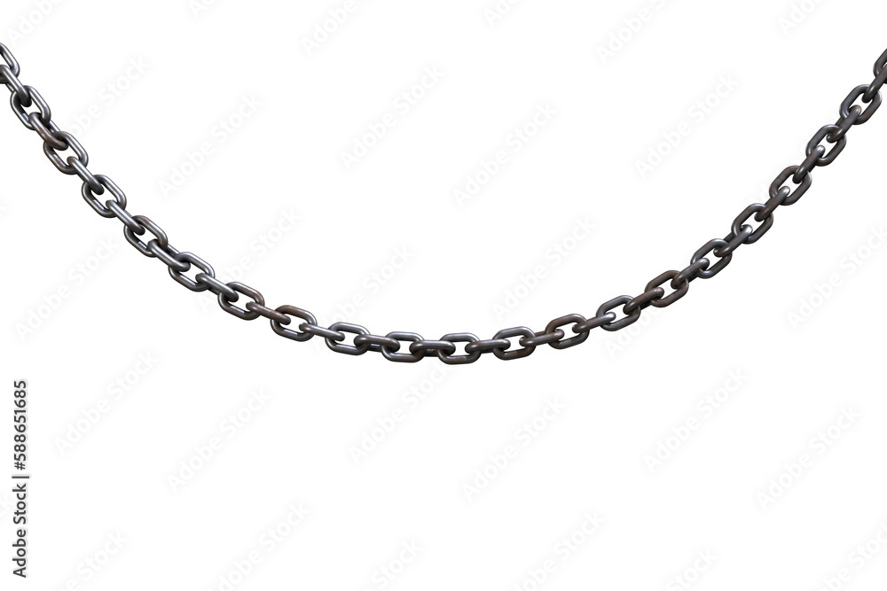 3d image of linked metallic chain 3d image of linked metallic chain
