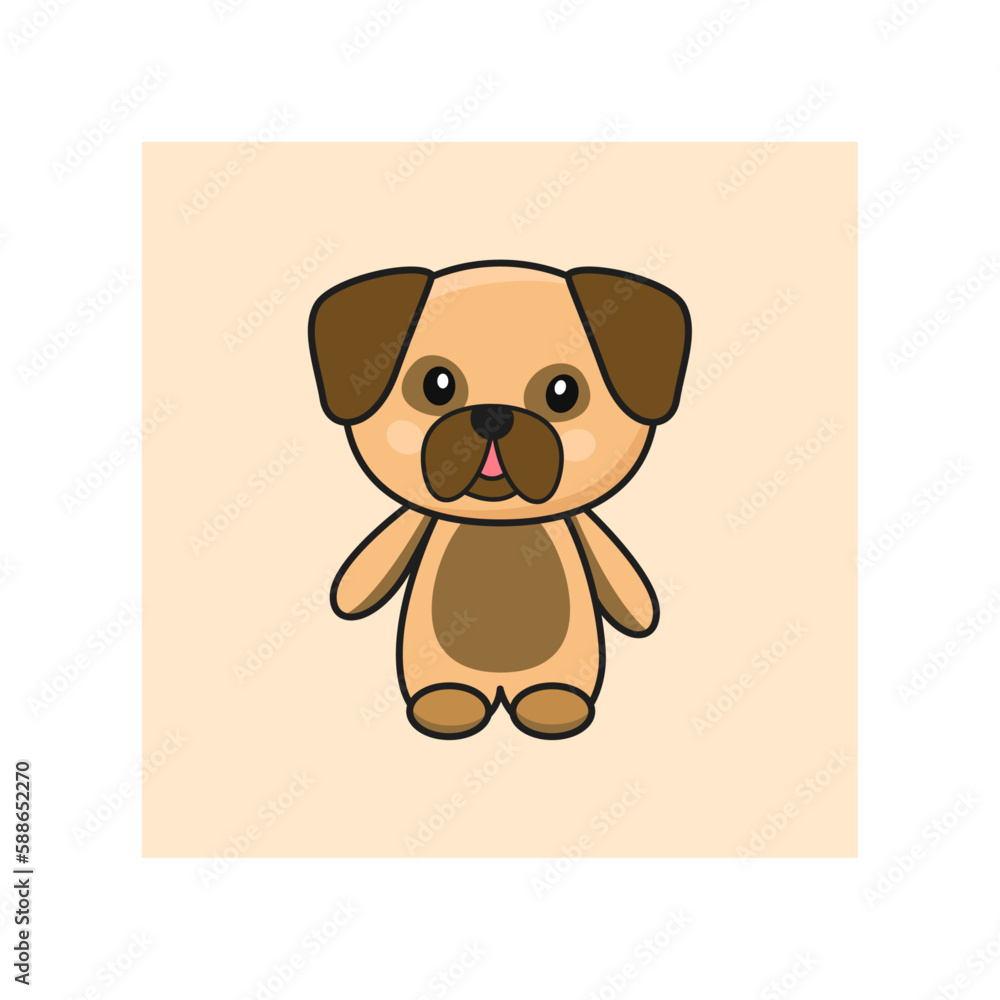Adorable beige puppy Pug vector illustration Adorable beige puppy Pug vector illustration