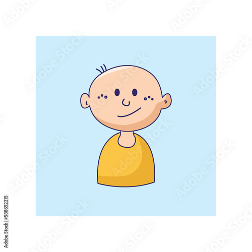 icon of bald head cartoon boy looks confuse in his thoughts vector illustration art
