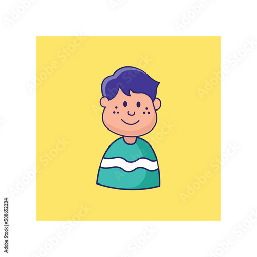 a icon of healthy child with cute smile with black spots on face vector illustration art
