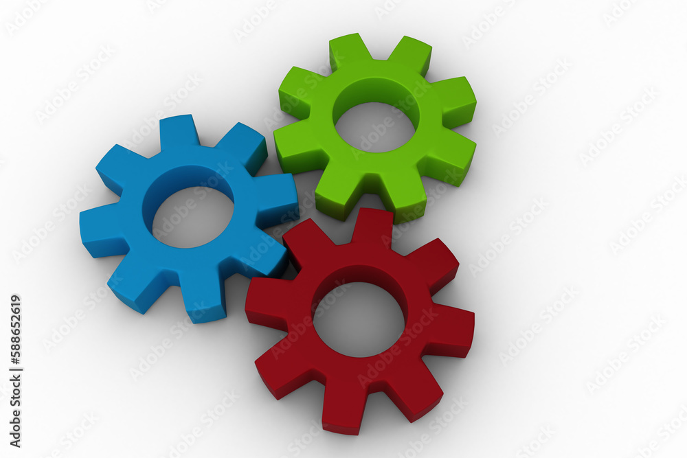 Fototapeta premium Gears arranged on white background