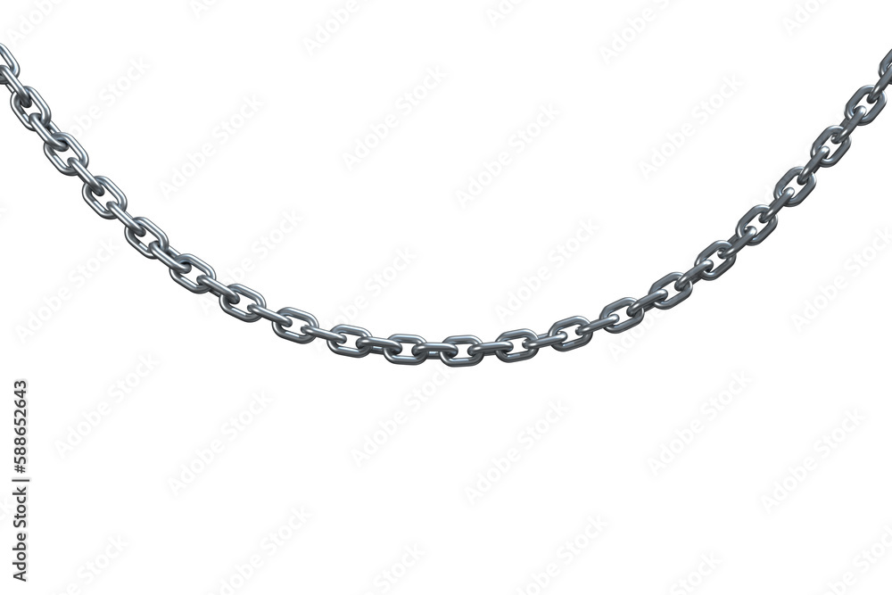 3d image of connected metallic chain 3d image of connected metallic chain