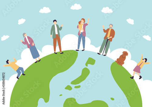 3世代家族　地球背景