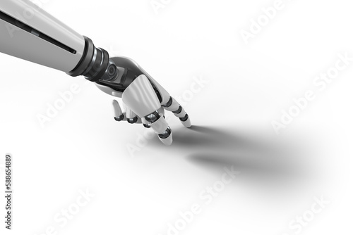 Silvered robot hand gesturing