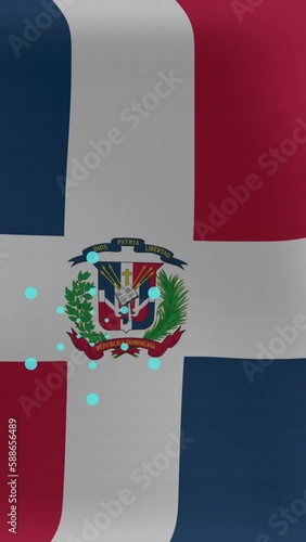 Animation of confetti over flag of domenicana photo