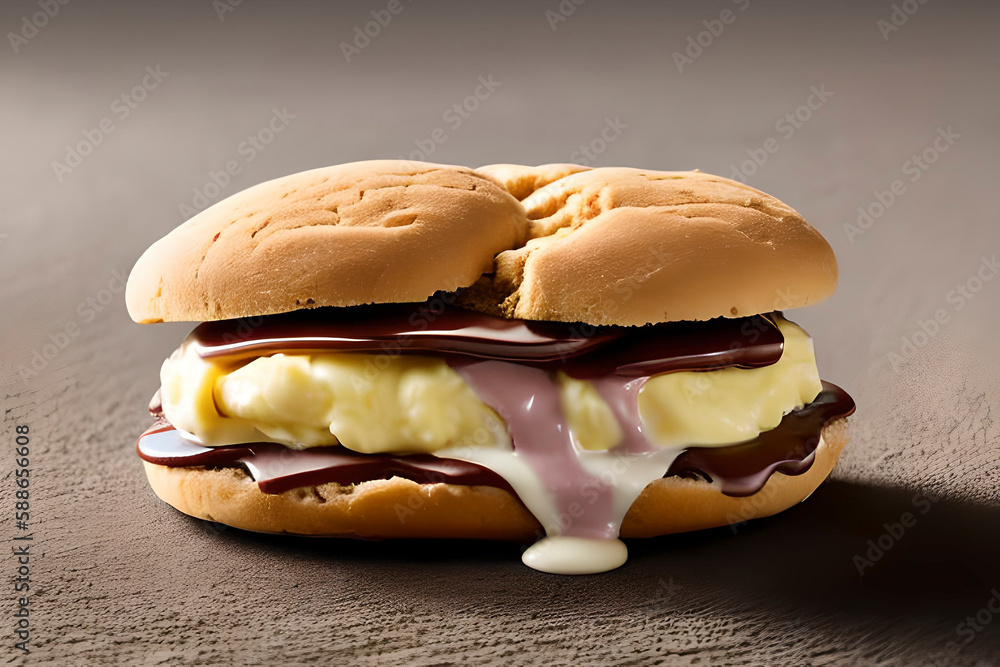 Generative AI image of the ice cream sandwich is a frozen dessert