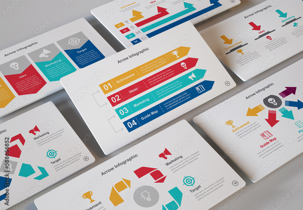 Arrow Infographic Slides Layout Template Stock Template | Adobe Stock