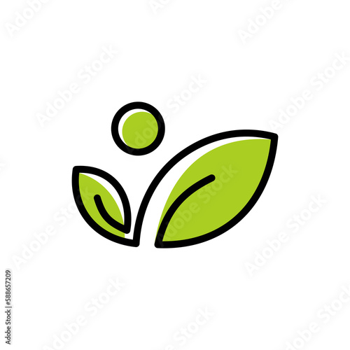 an illustrated logo depicting a leaf that makes up a healthy person, perfect for a supplement company