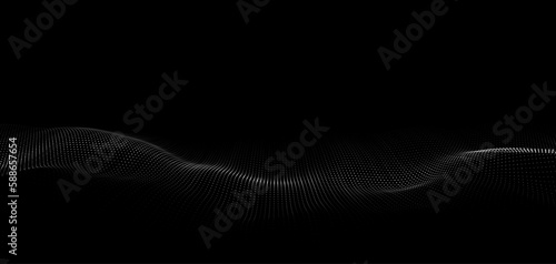 Wave of particles. Digital wave background concept. Abstract technology background. Big data visualization. Vector illustration.
