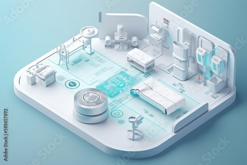 Health industry conceptual illustration, clean business design template. Generative AI