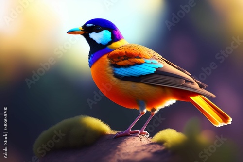 a mixed media painting of a bird. Generative AI