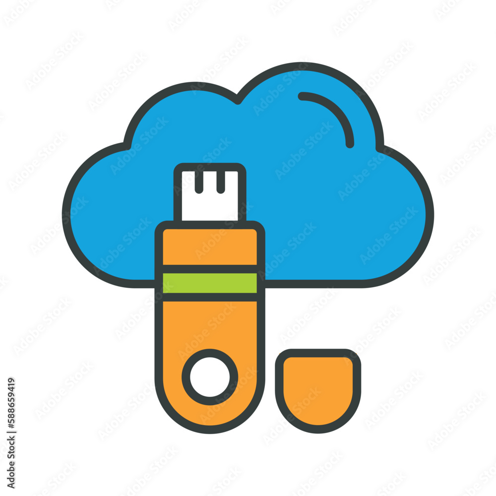 Cloud Usb Vector Fill outline Icons. Simple stock illustration stock Cloud Usb Vector Fill outline Icons. Simple stock illustration stock