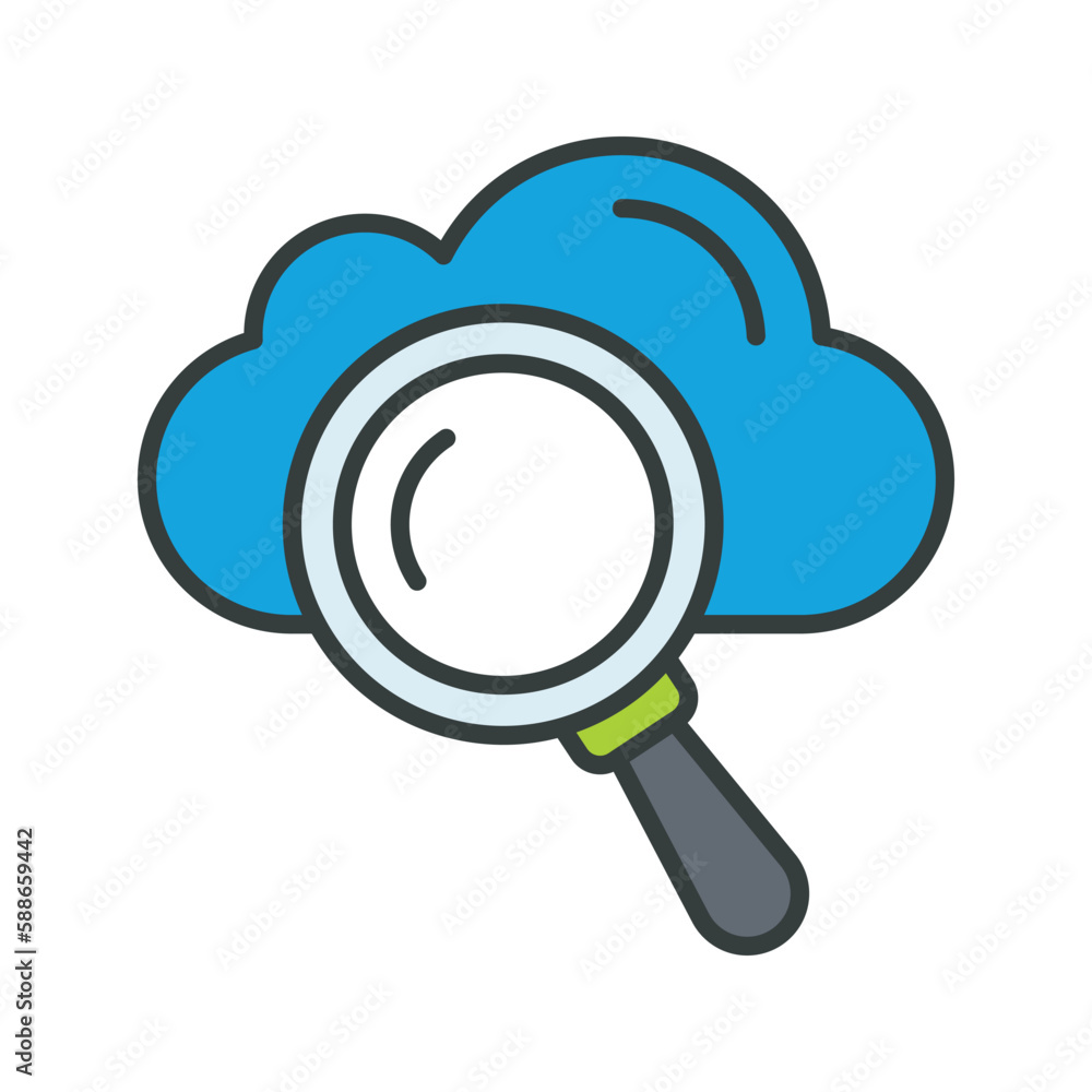 Cloud Searching Vector Fill outline Icons. Simple stock illustration stock Cloud Searching Vector Fill outline Icons. Simple stock illustration stock