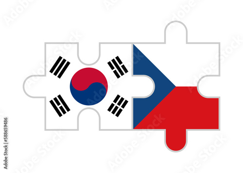 puzzle pieces of south korea and czech republic flags. vector illustration isolated on white background